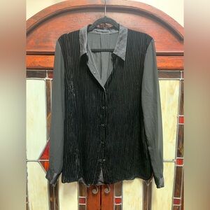 Elie Tahari Black Velvet Button-Up Shirt